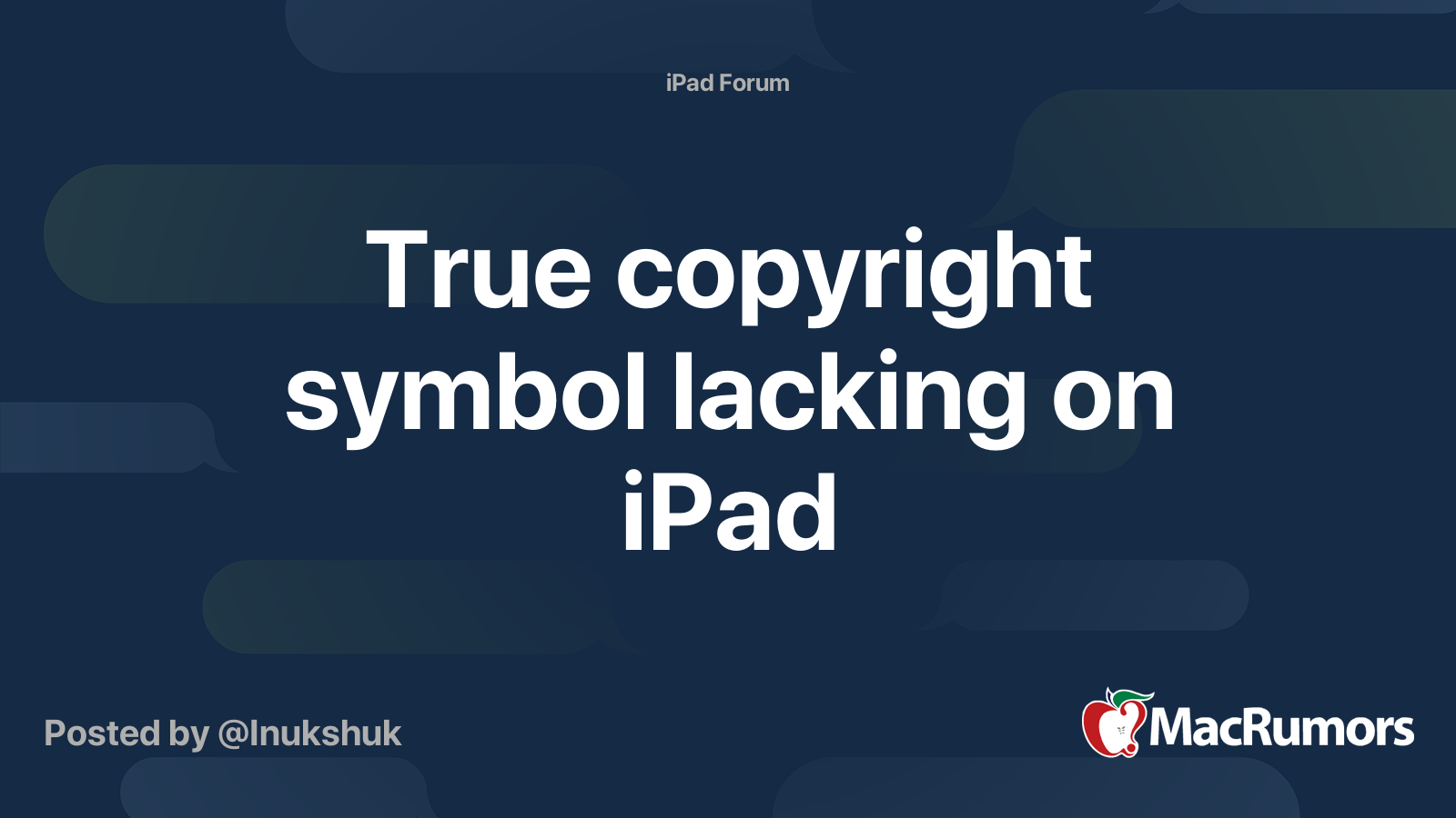 True copyright symbol lacking on iPad | MacRumors Forums