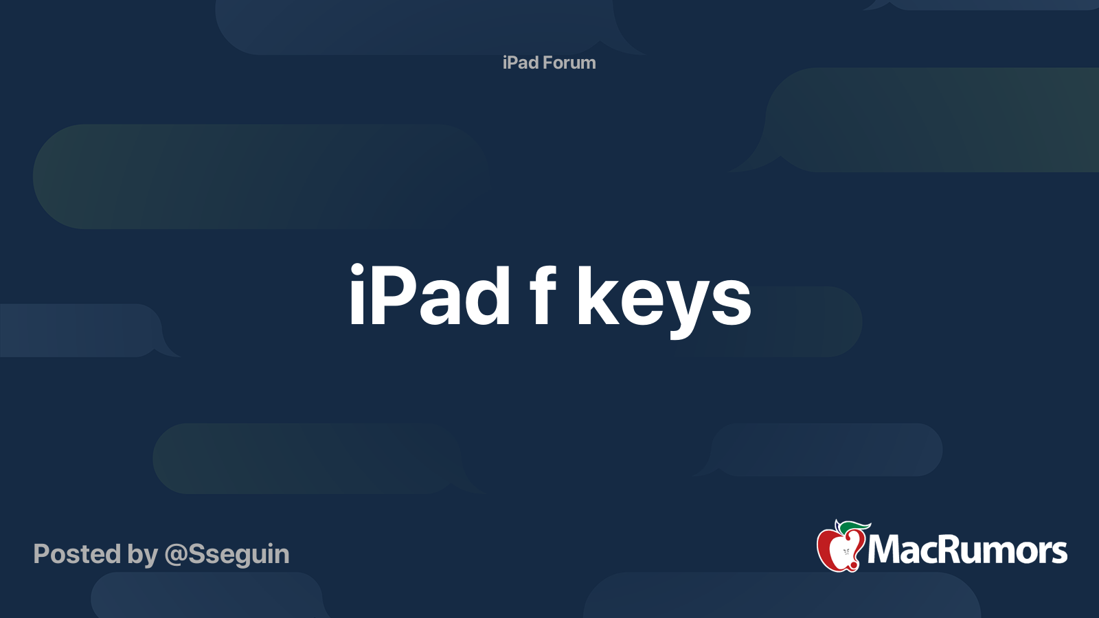 Ipad F Keys Macrumors Forums