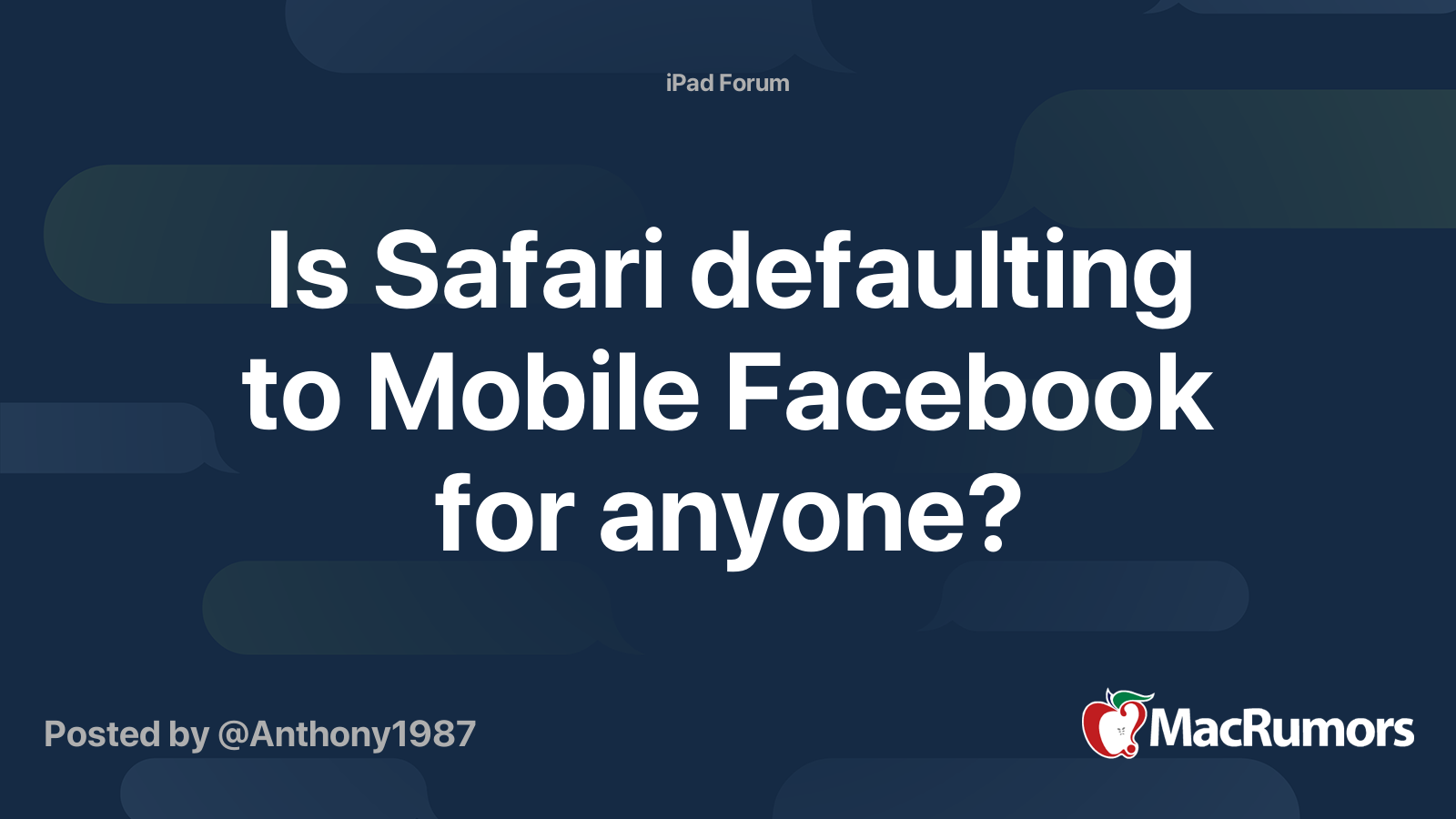 Is safari defaulting to mobile facebook for anyone macrumors forums