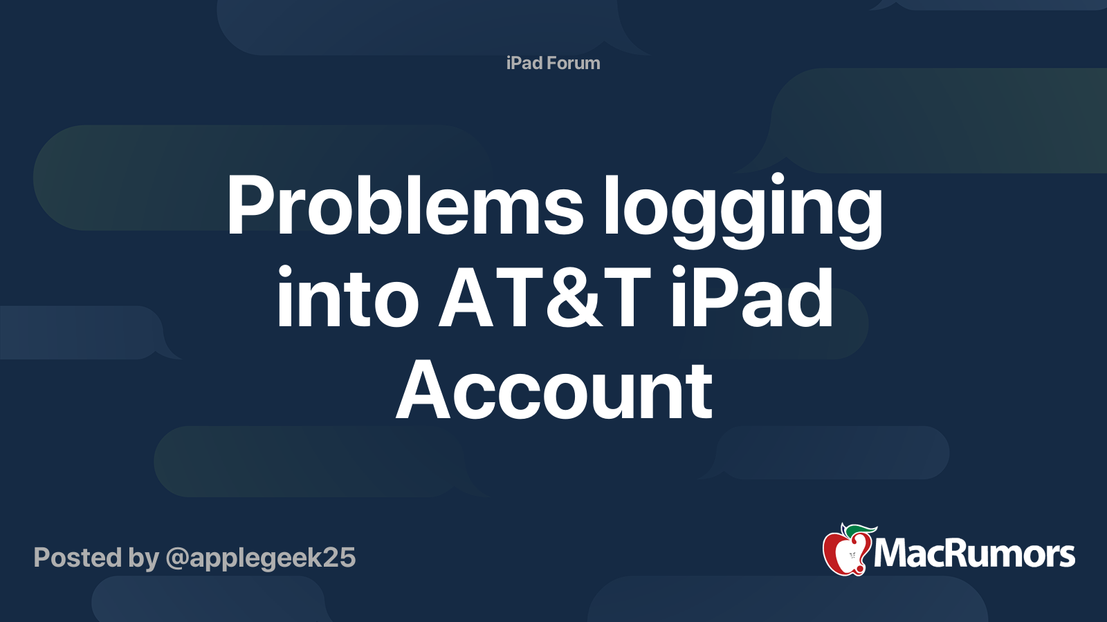 Problems logging into AT&T iPad Account | MacRumors Forums