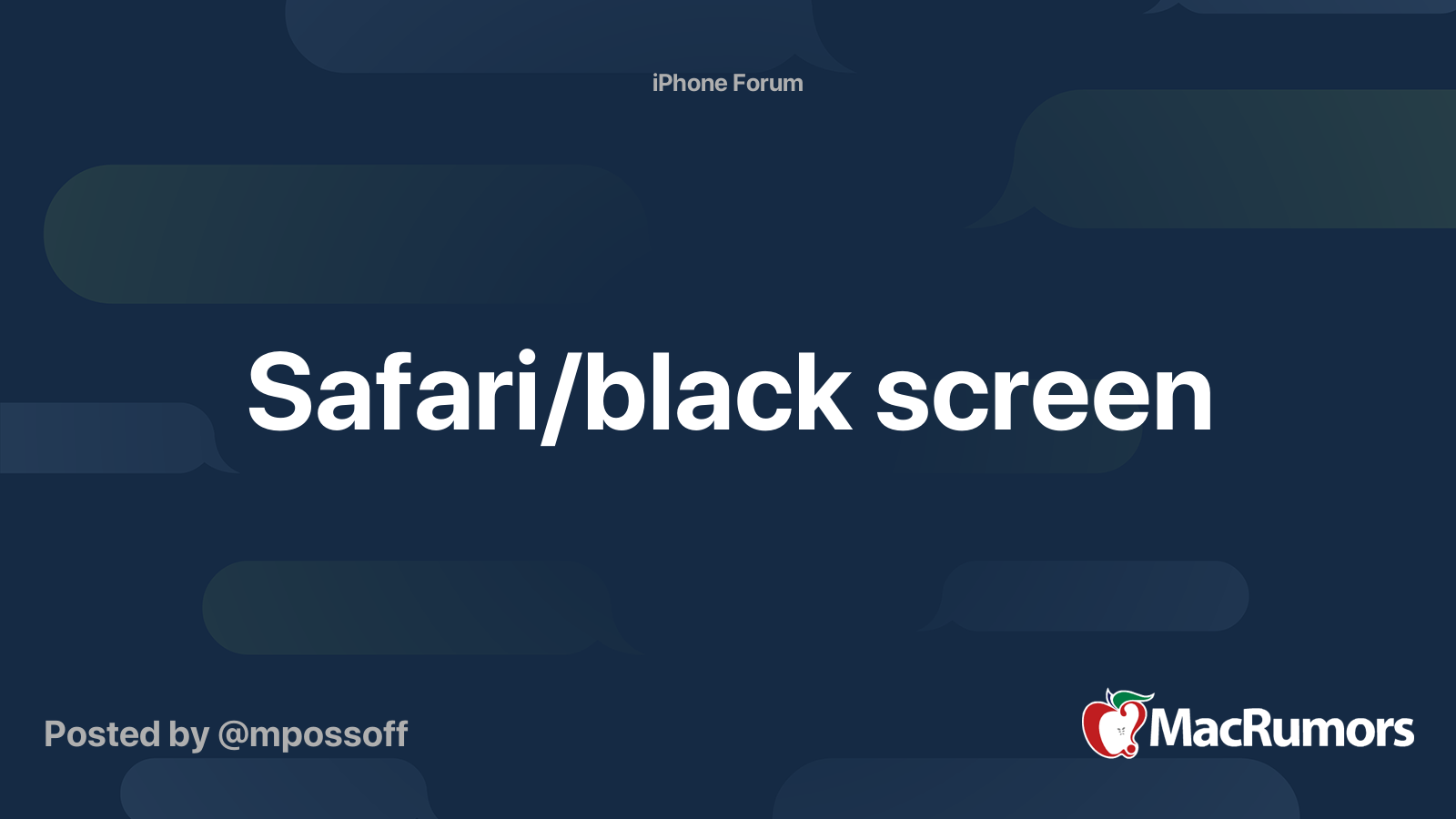 Safari/black screen MacRumors Forums
