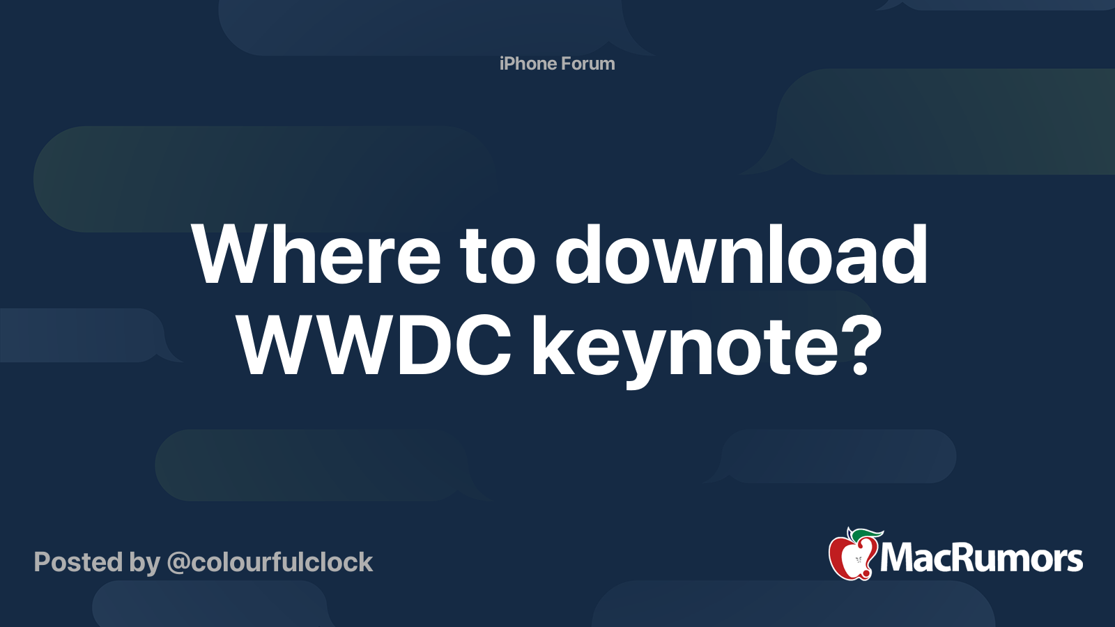 Where to download WWDC keynote? | MacRumors Forums