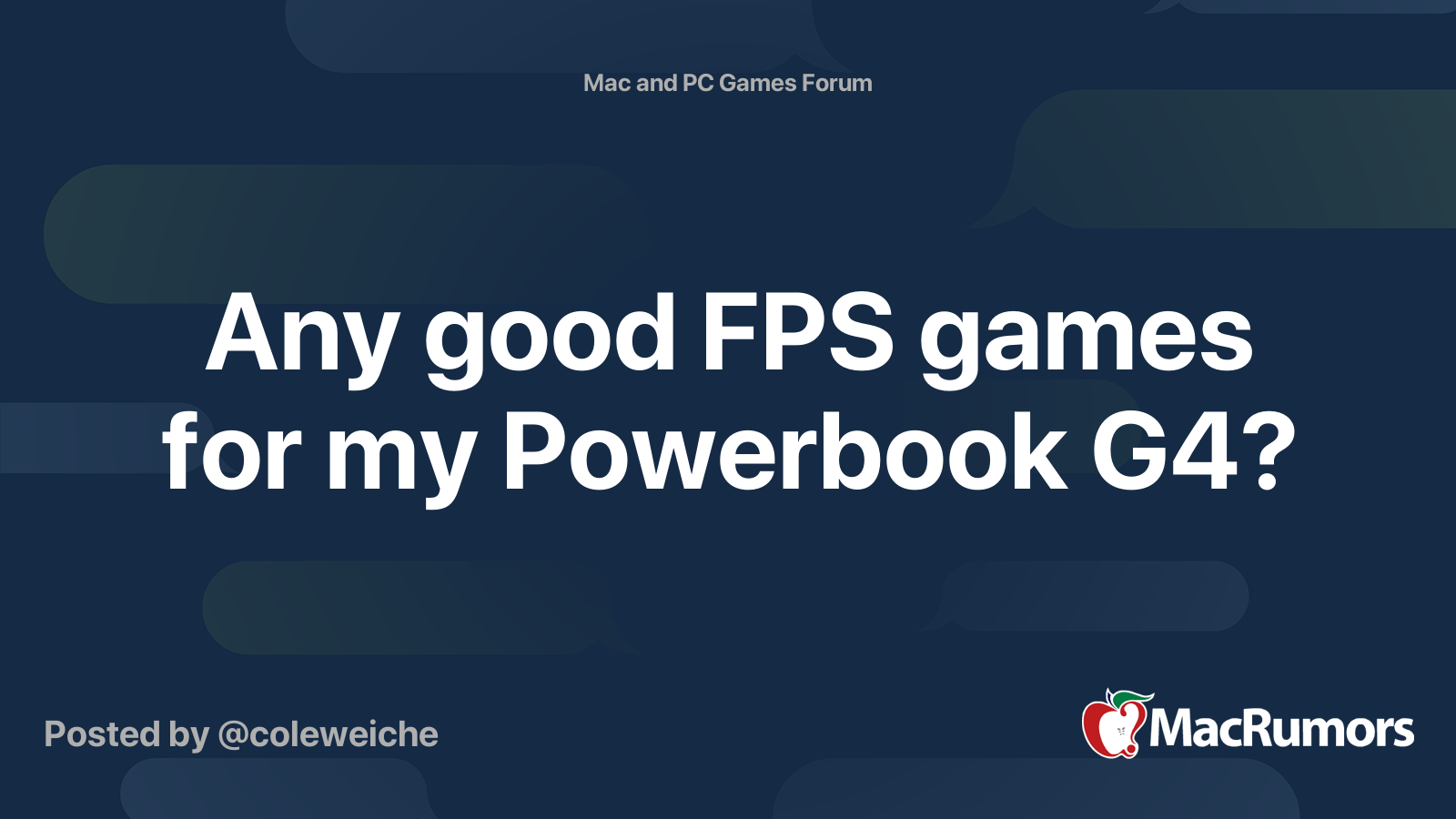 Any good FPS games for my Powerbook G4? | MacRumors Forums
