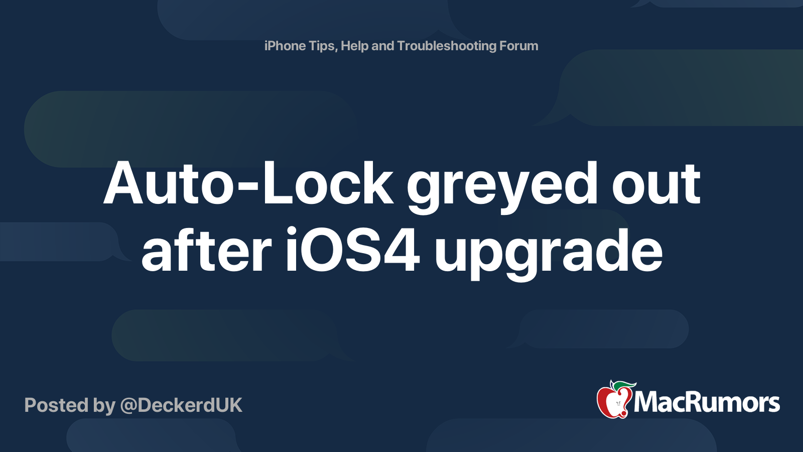 AutoLock greyed out after iOS4 upgrade MacRumors Forums