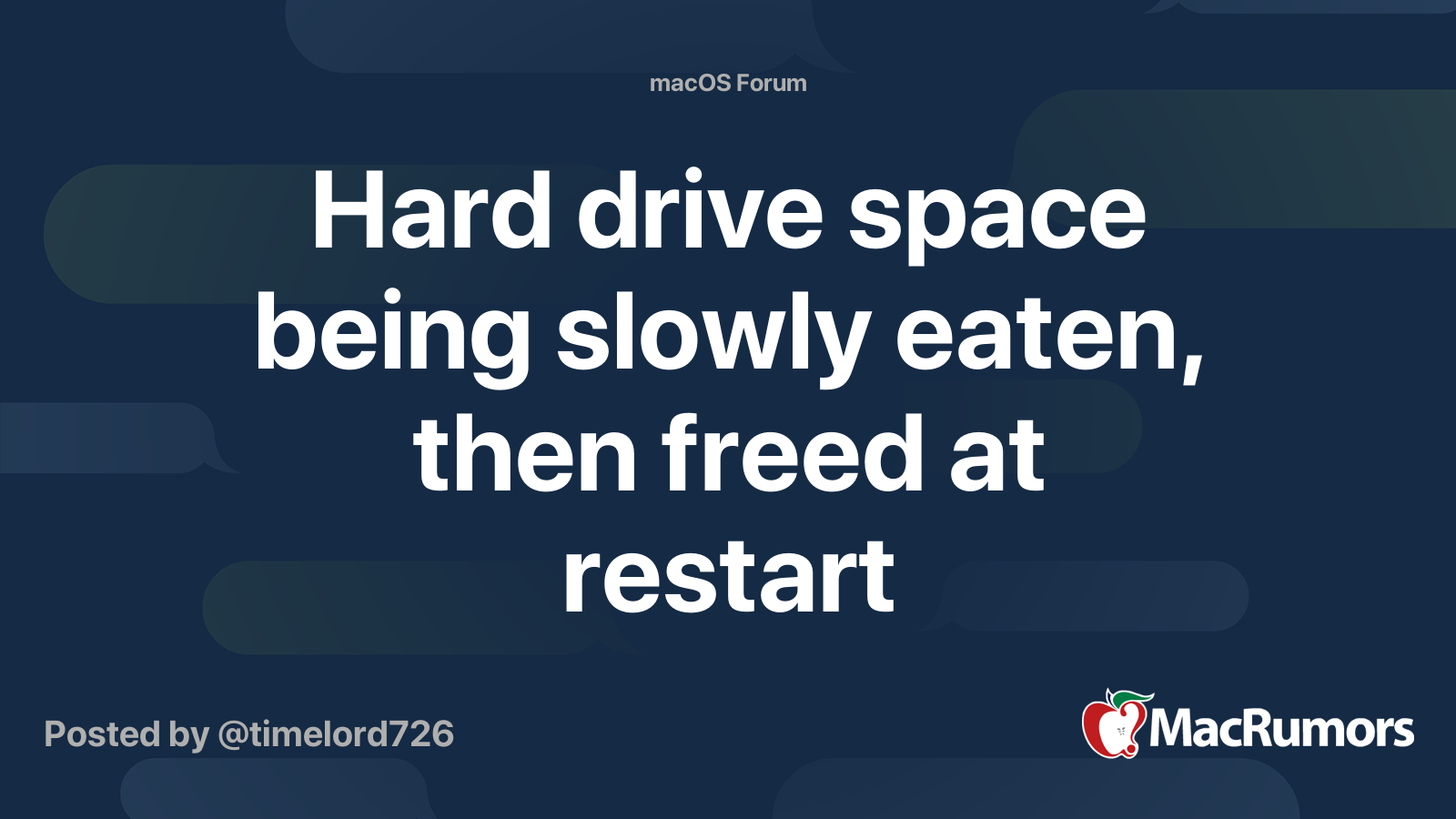 Hard Drive Space Being Slowly Eaten Then Freed At Restart MacRumors