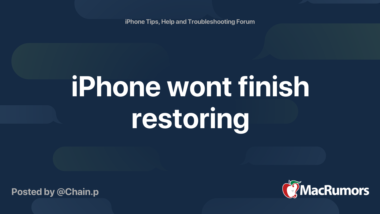 iPhone wont finish restoring | MacRumors Forums