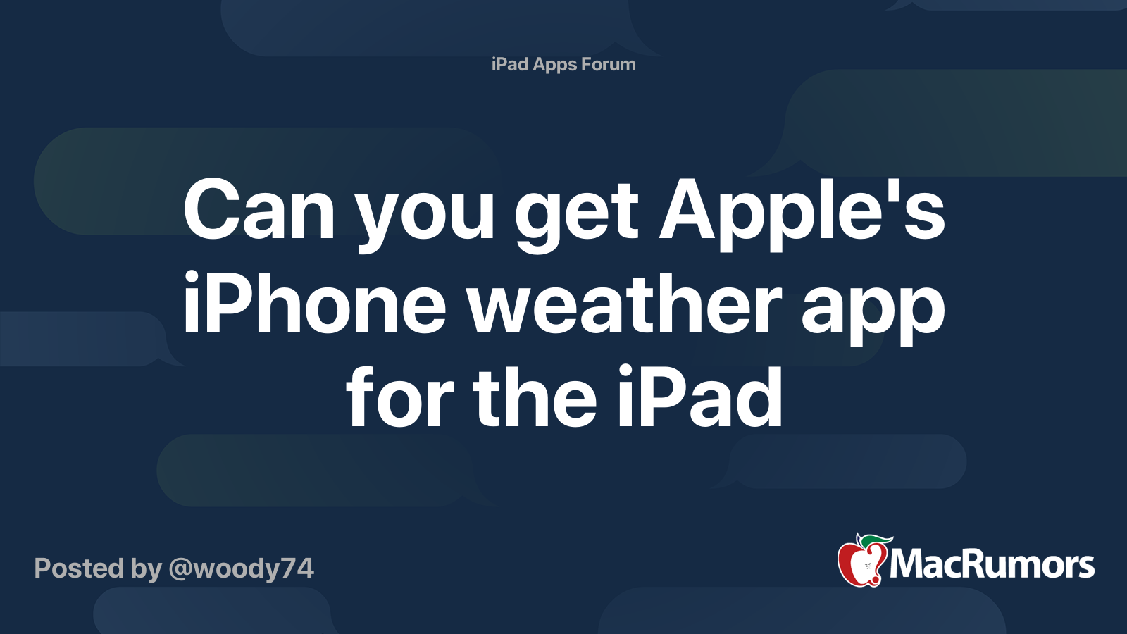 Can You Get Apple s IPhone Weather App For The IPad MacRumors Forums