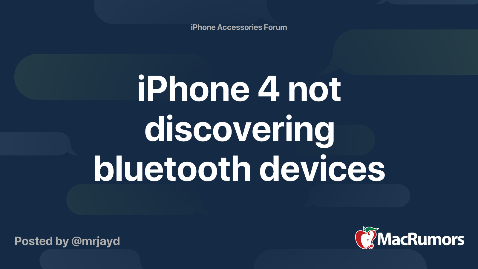 iPhone 4 not discovering bluetooth devices | MacRumors Forums