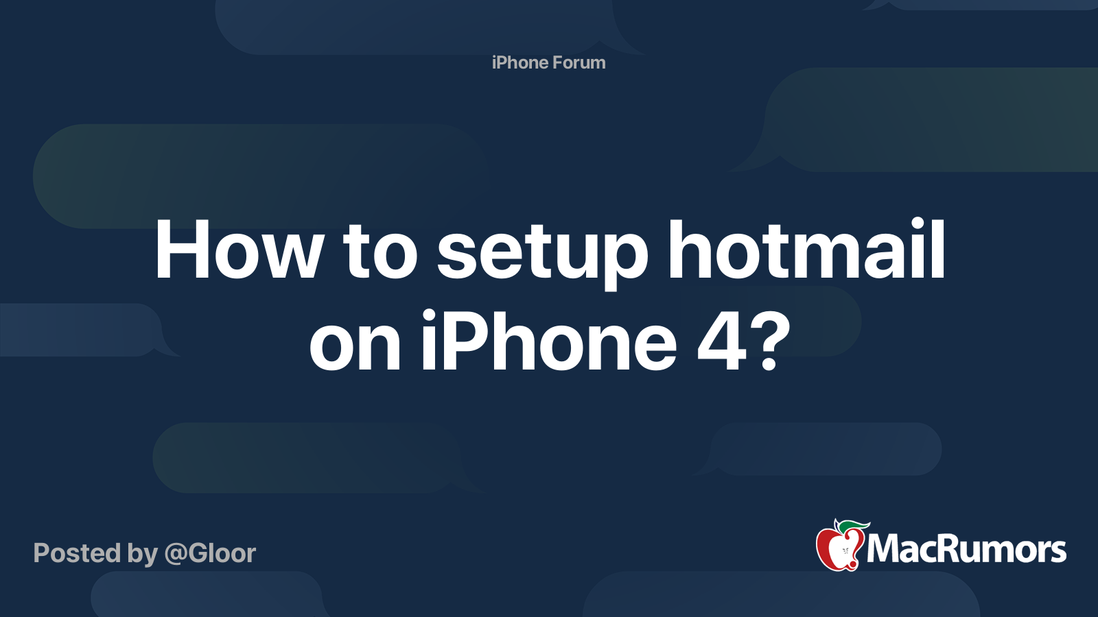 How to setup hotmail on iPhone 4? | MacRumors Forums