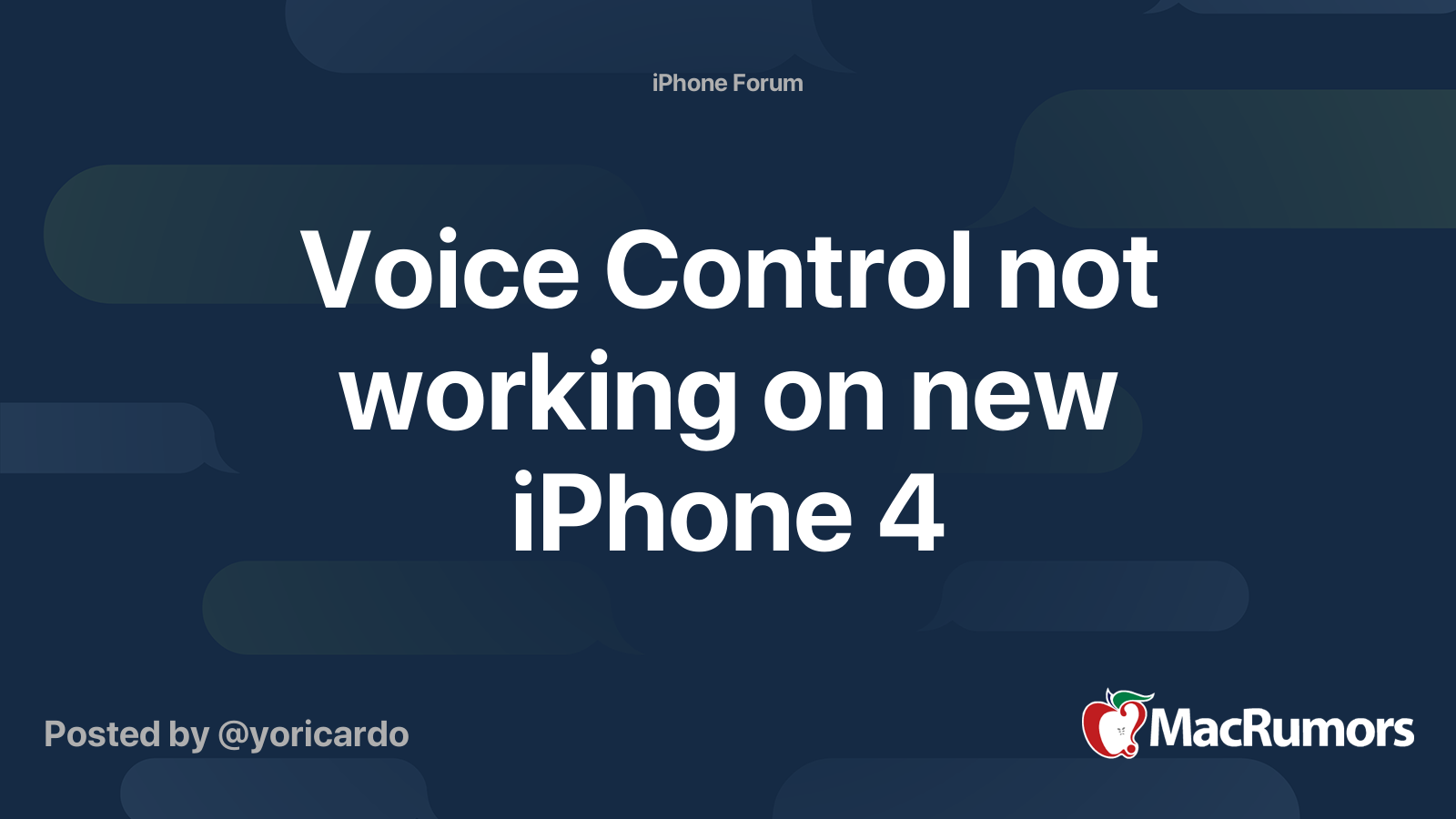 Voice Control not working on new iPhone 4 MacRumors Forums
