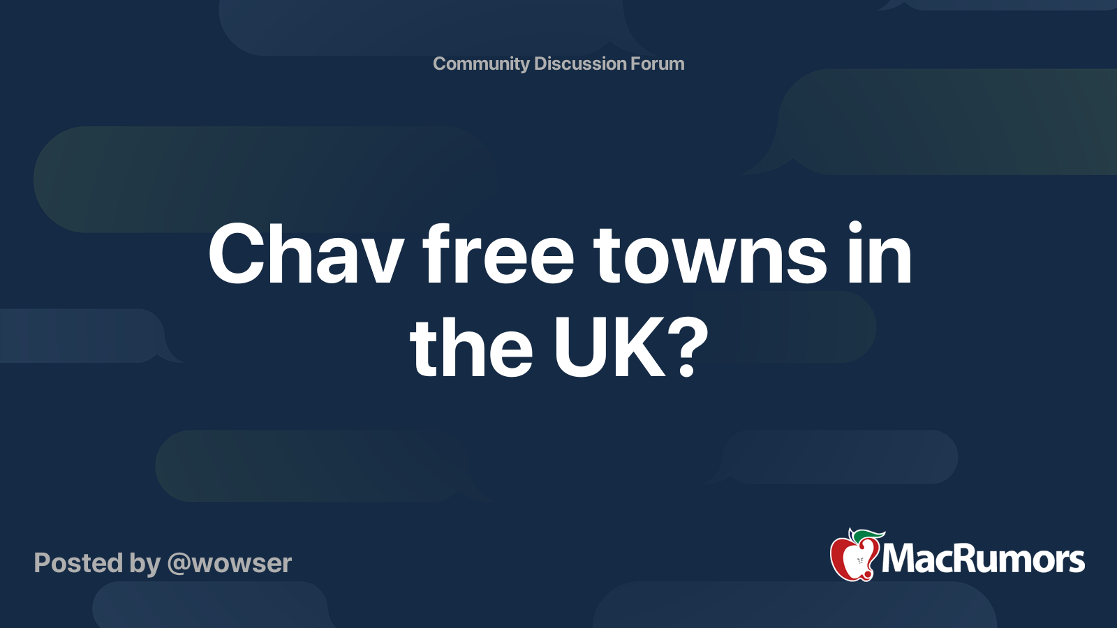 Chav free towns in the UK? MacRumors Forums