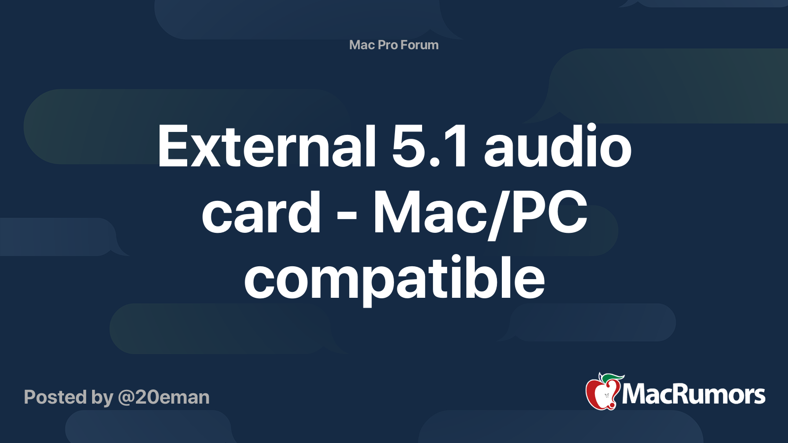 External 5.1 audio card Mac/PC compatible MacRumors Forums