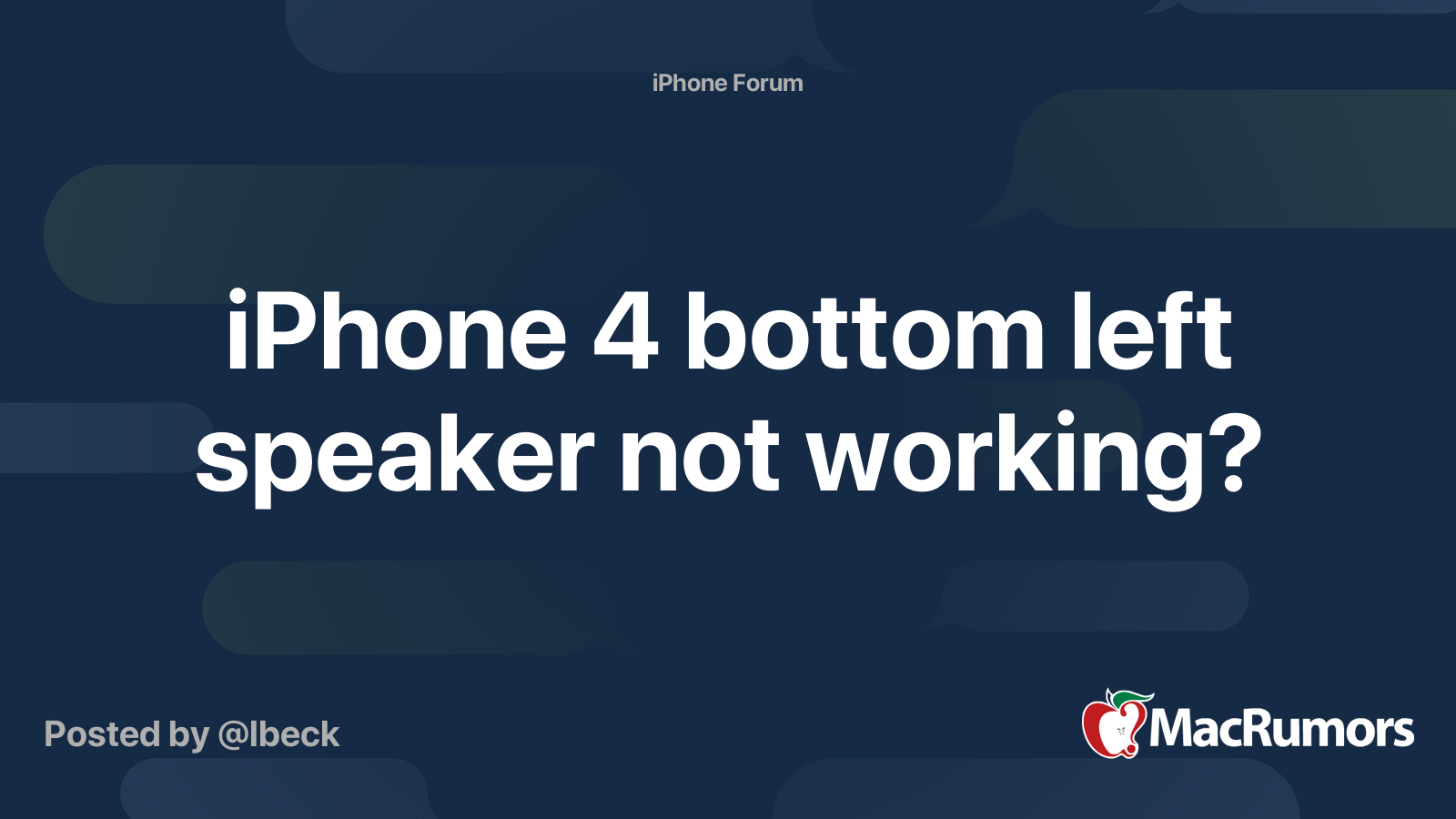 iPhone 4 bottom left speaker not working? MacRumors Forums