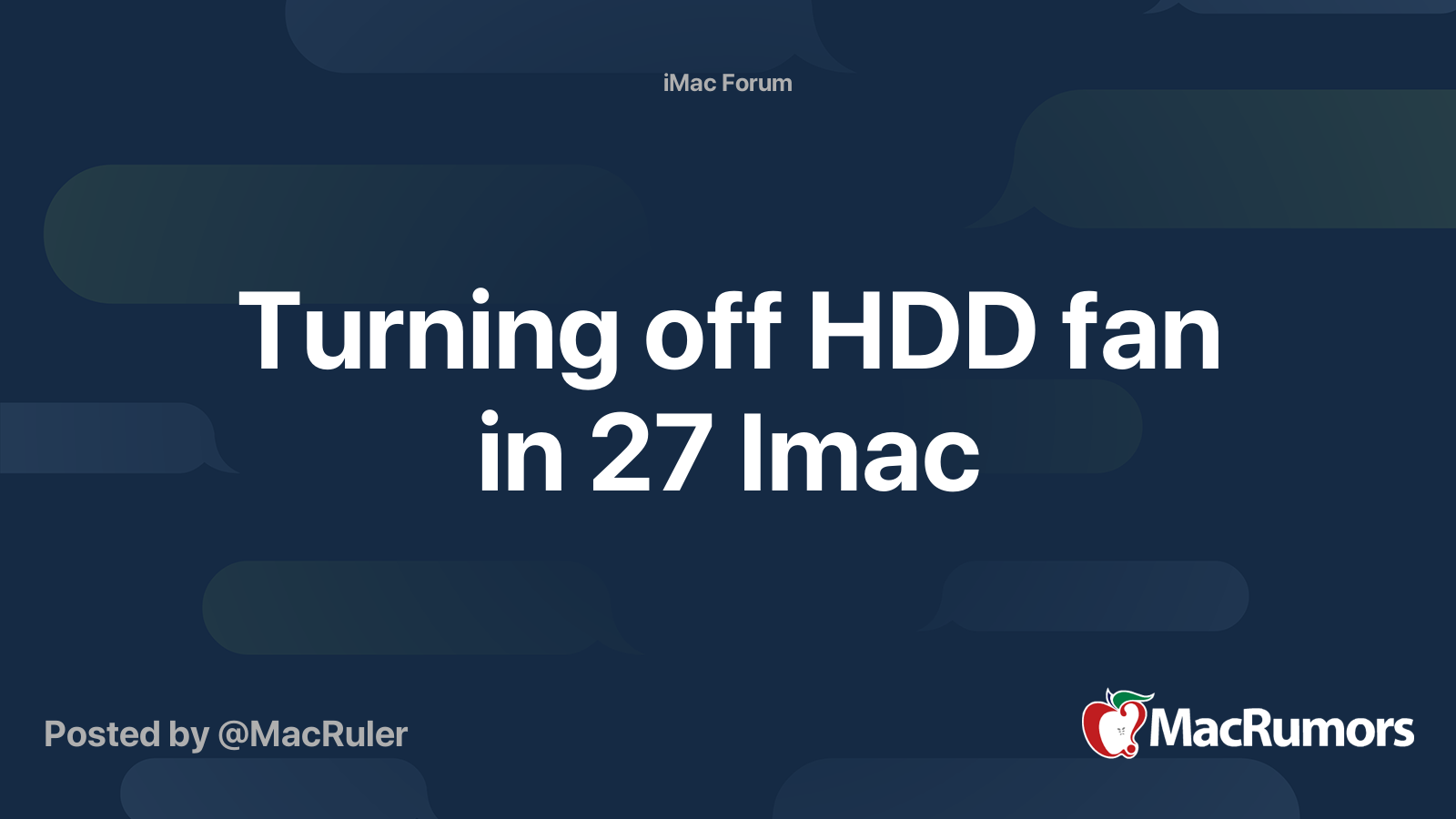 Turning off HDD fan in 27 Imac MacRumors Forums
