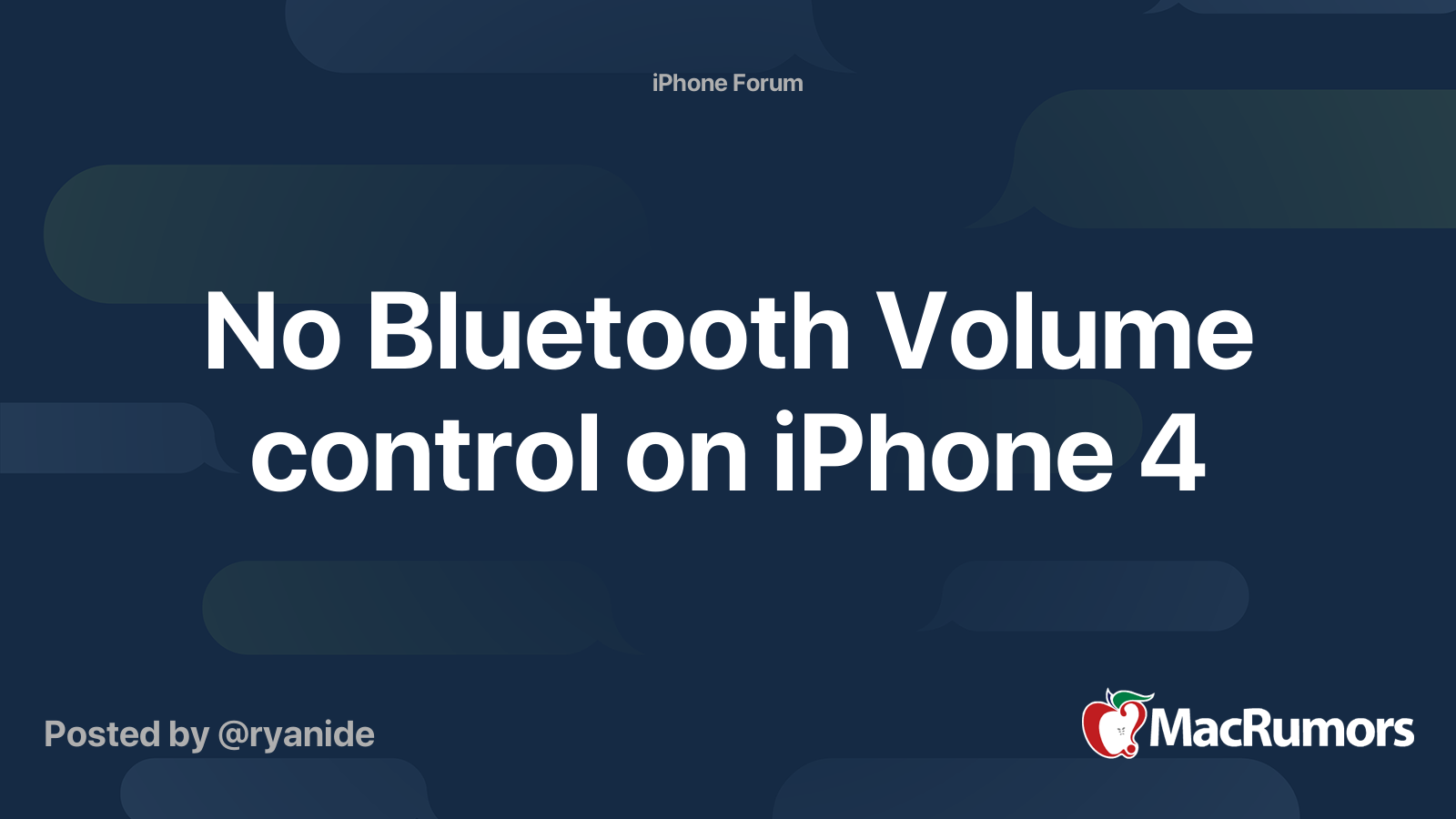 No Bluetooth Volume control on iPhone 4 MacRumors Forums