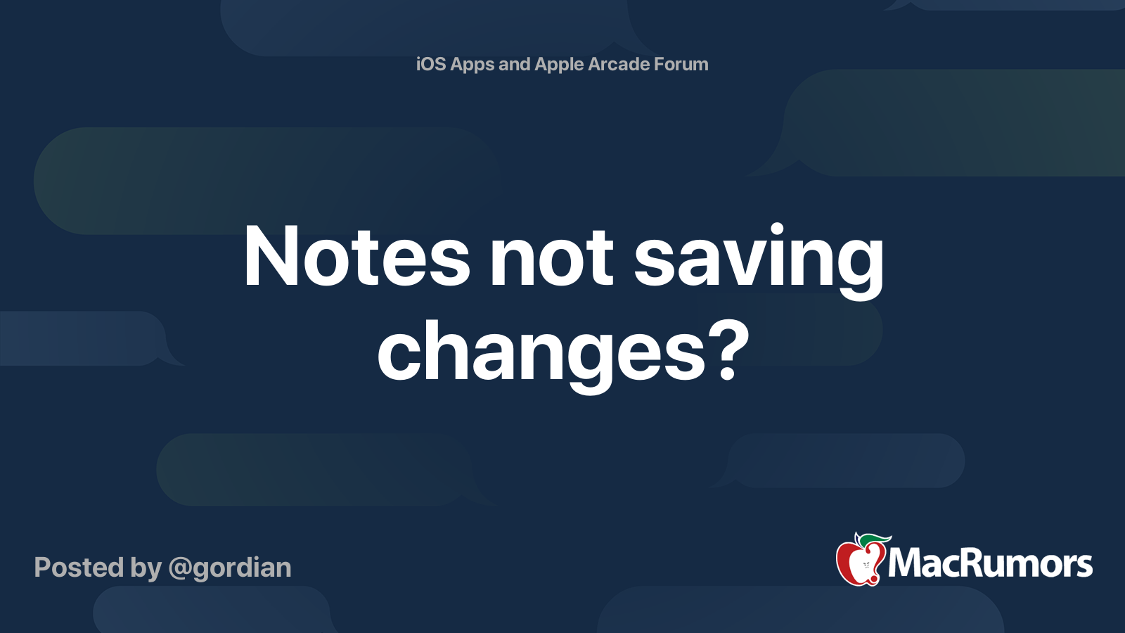 Notes not saving changes? MacRumors Forums