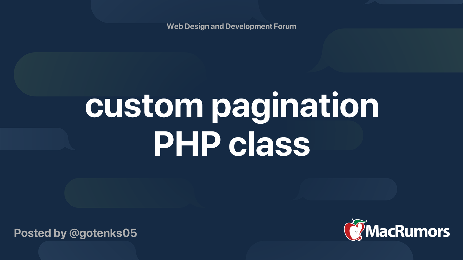 custom pagination PHP class | MacRumors Forums