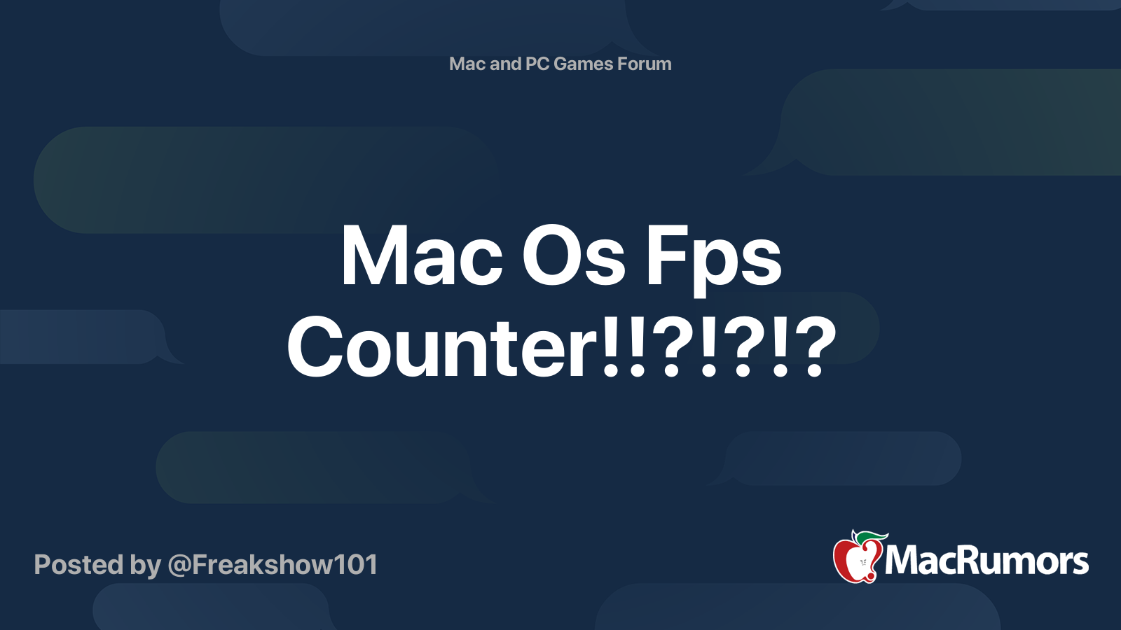 Mac Os Fps Counter Macrumors Forums