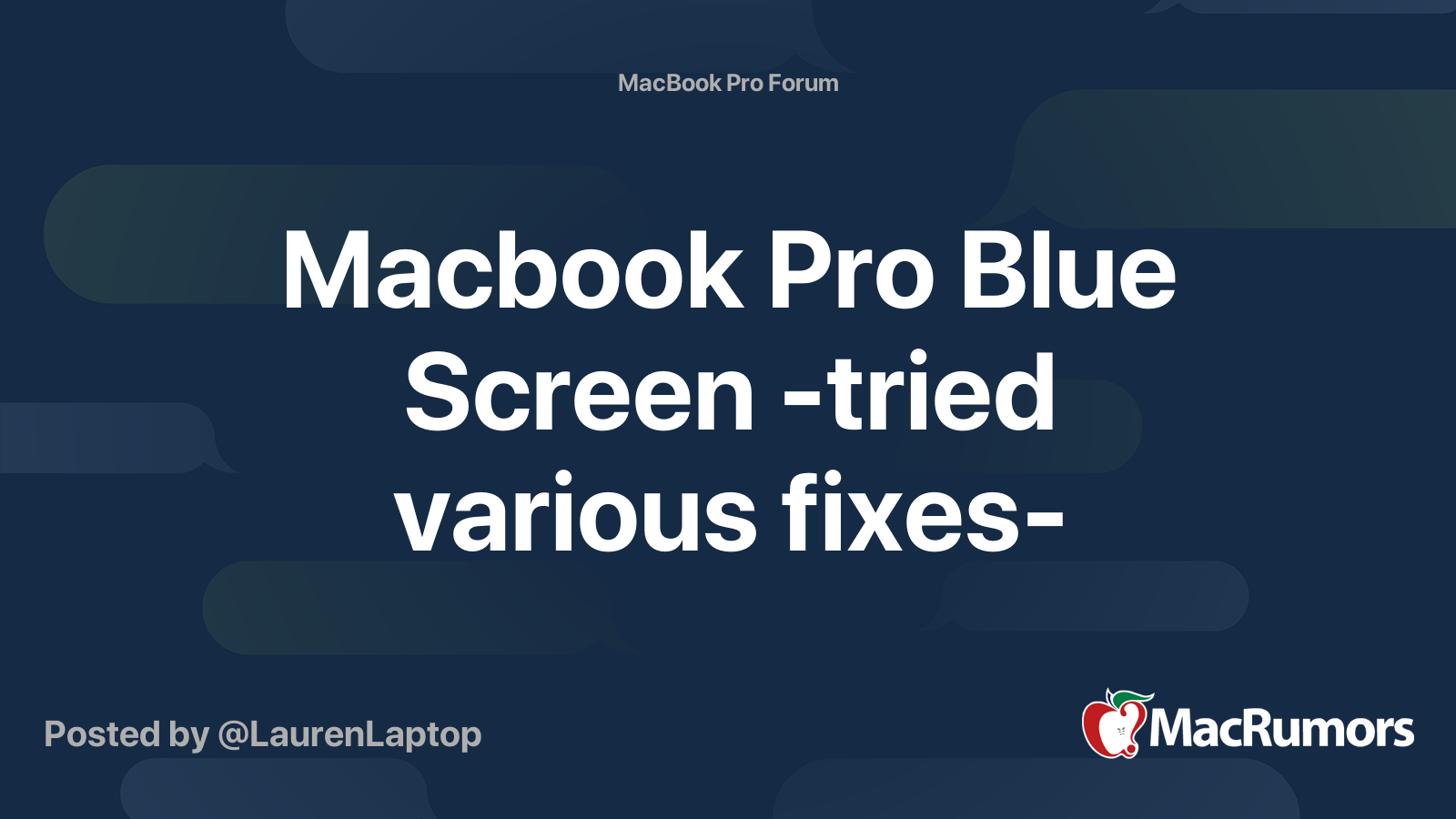 Macbook Pro Blue Screen -tried various fixes- | MacRumors Forums