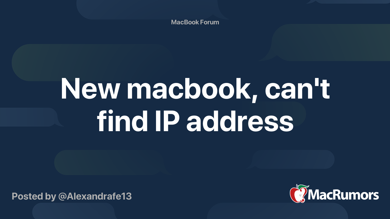 New macbook, can't find IP address MacRumors Forums