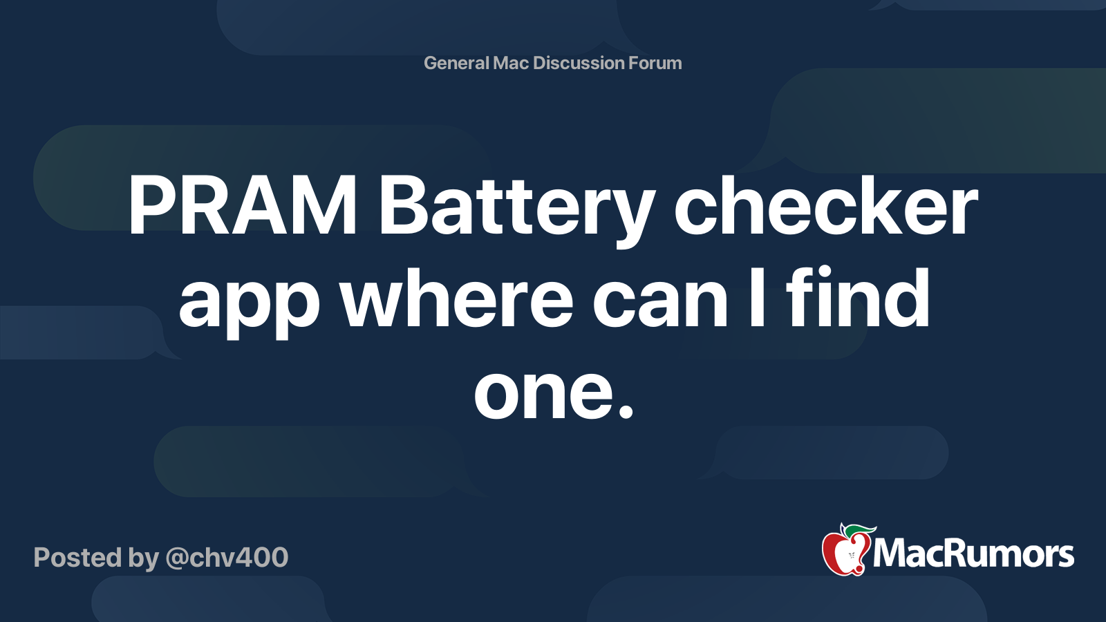 PRAM Battery checker app where can I find one. MacRumors Forums