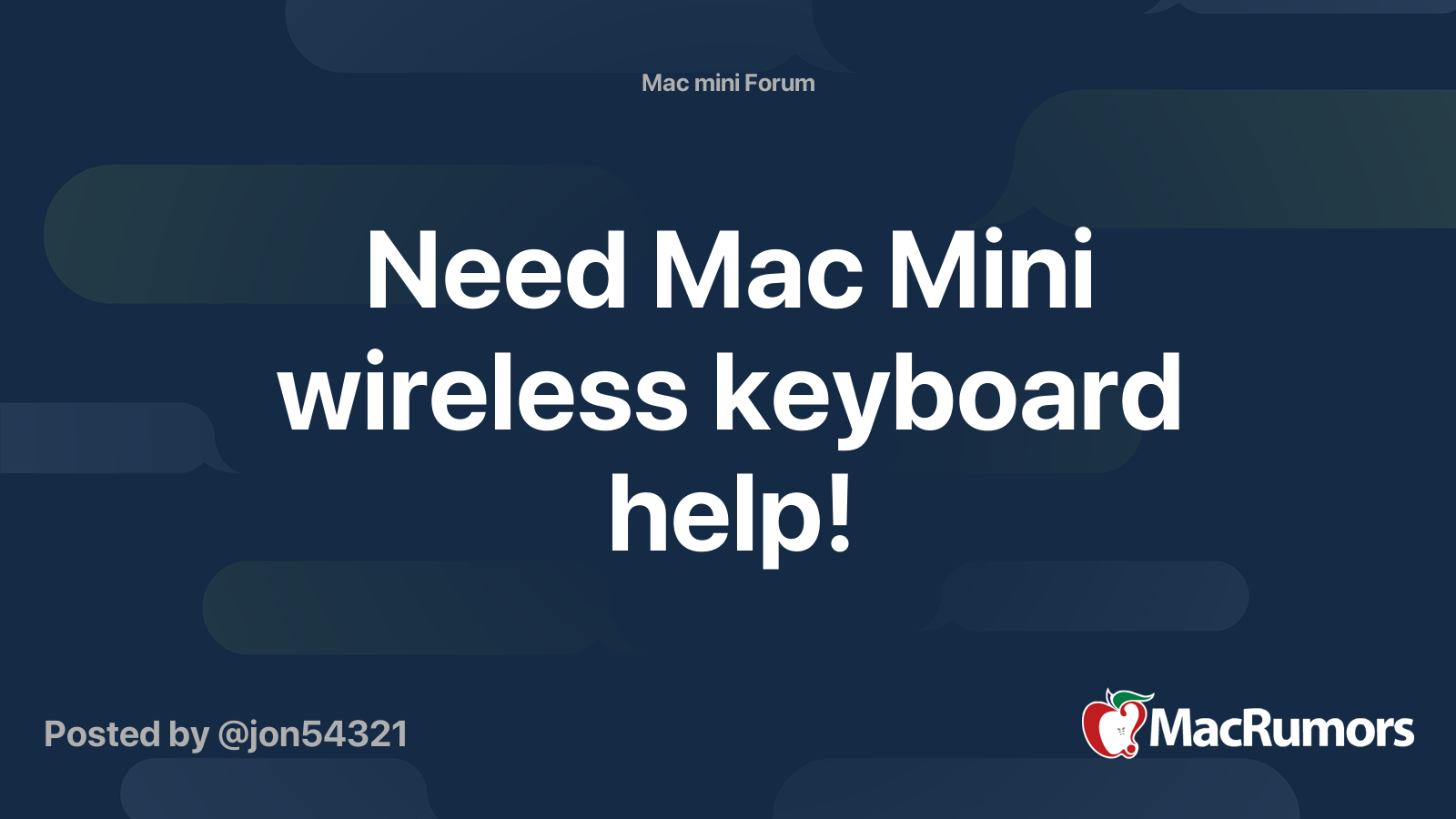 Need Mac Mini wireless keyboard help! MacRumors Forums