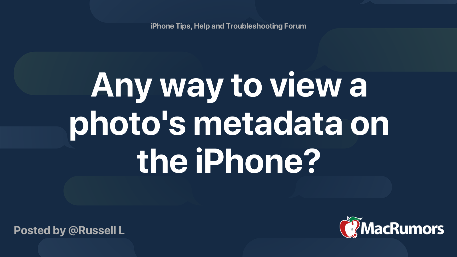 Any way to view a photo's metadata on the iPhone? | MacRumors Forums