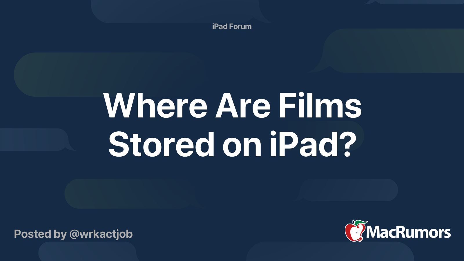 Where Are Films Stored on iPad? MacRumors Forums