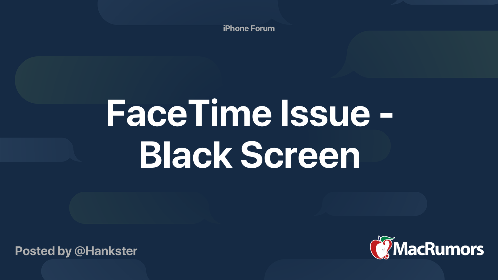 FaceTime Issue Black Screen MacRumors Forums