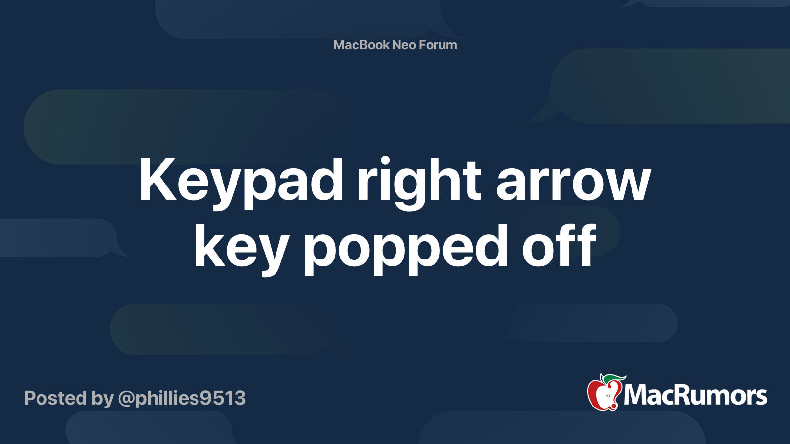 Keypad right arrow key popped off | MacRumors Forums