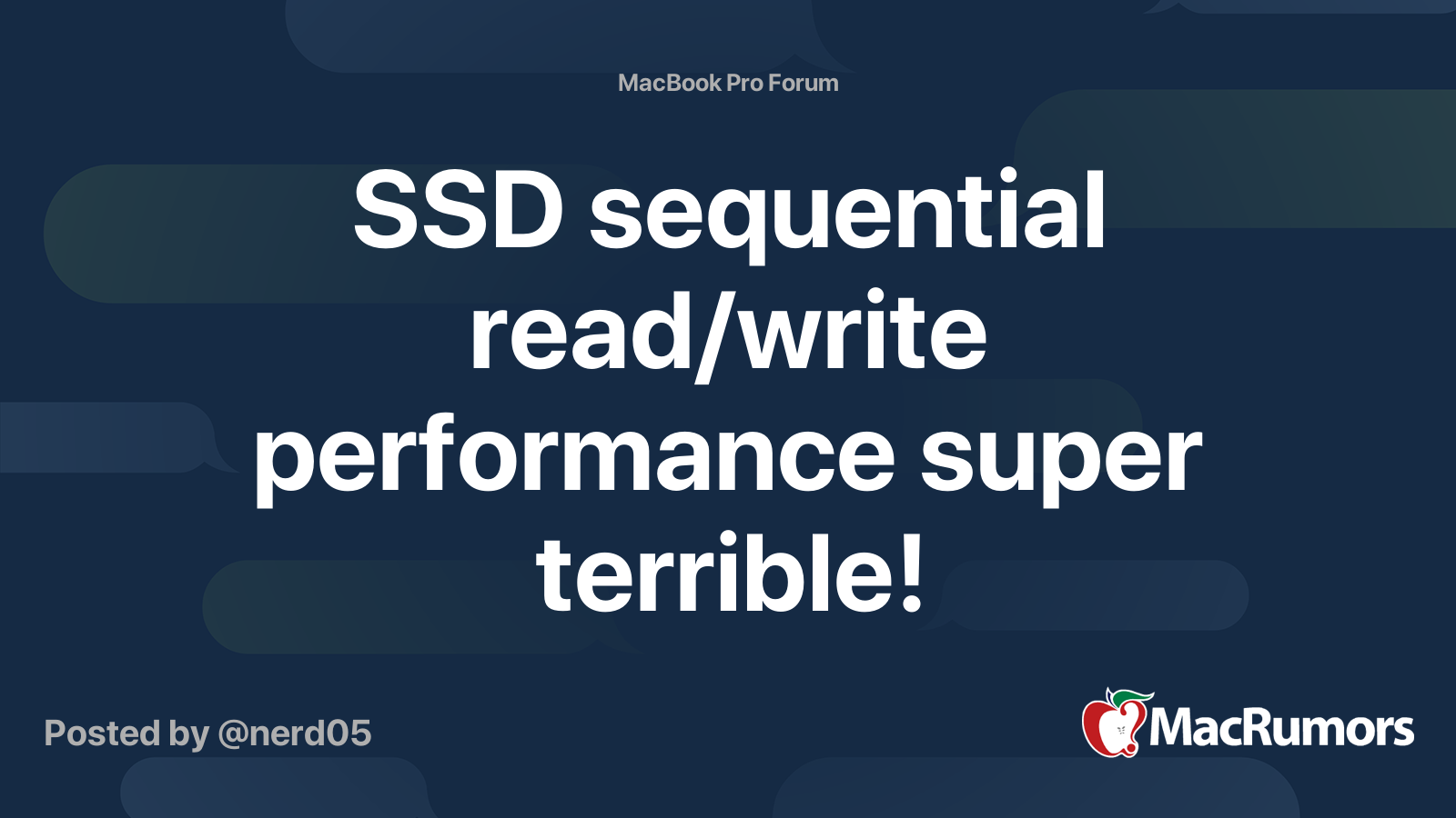 SSD sequential read/write performance super terrible! | MacRumors Forums