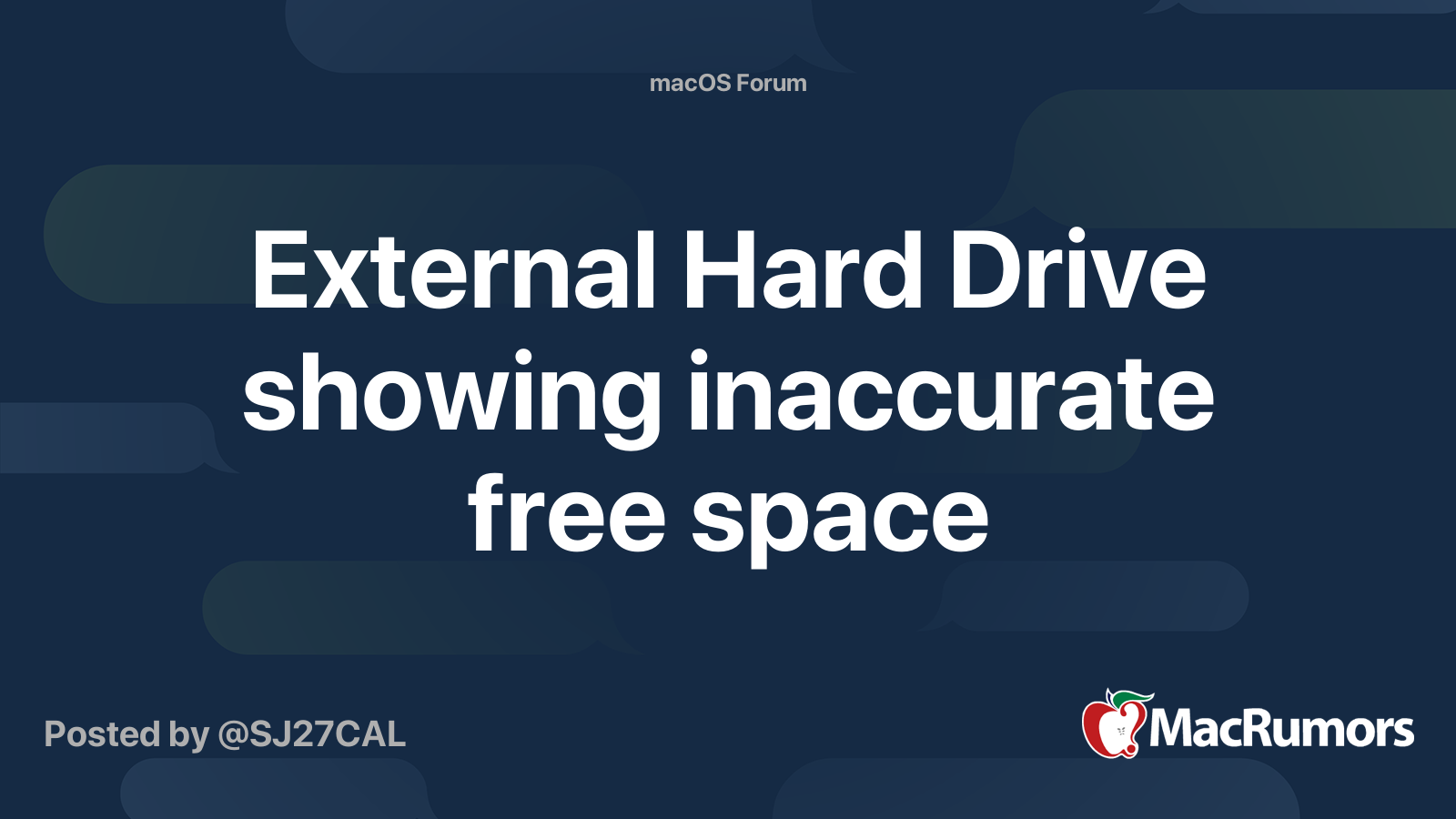 External Hard Drive showing inaccurate free space | MacRumors Forums