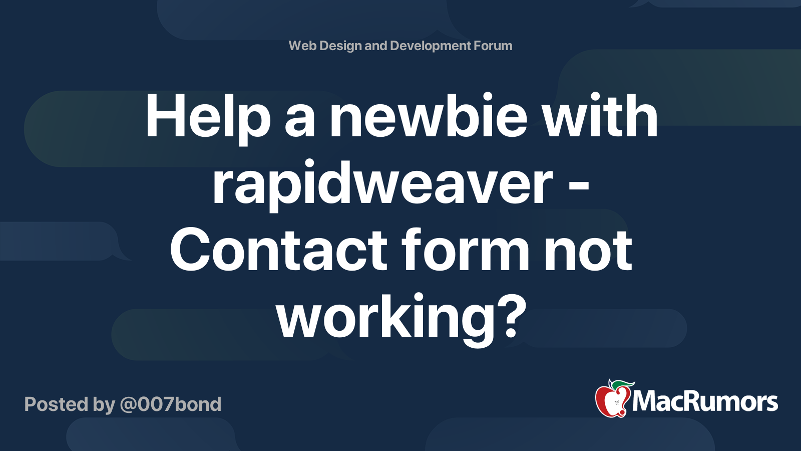 Help A Newbie With Rapidweaver Contact Form Not Working MacRumors 