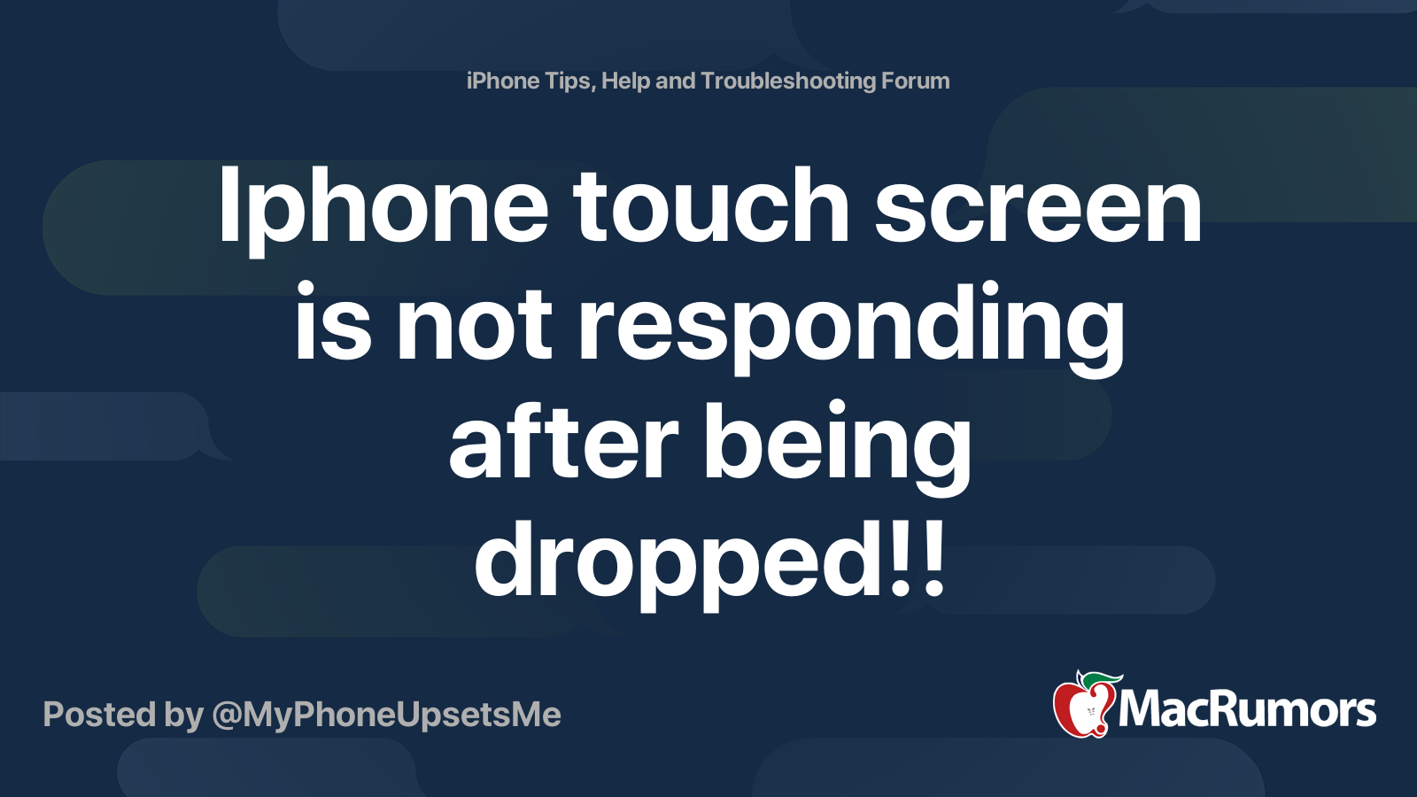 Iphone touch screen is not responding after being dropped!! | MacRumors