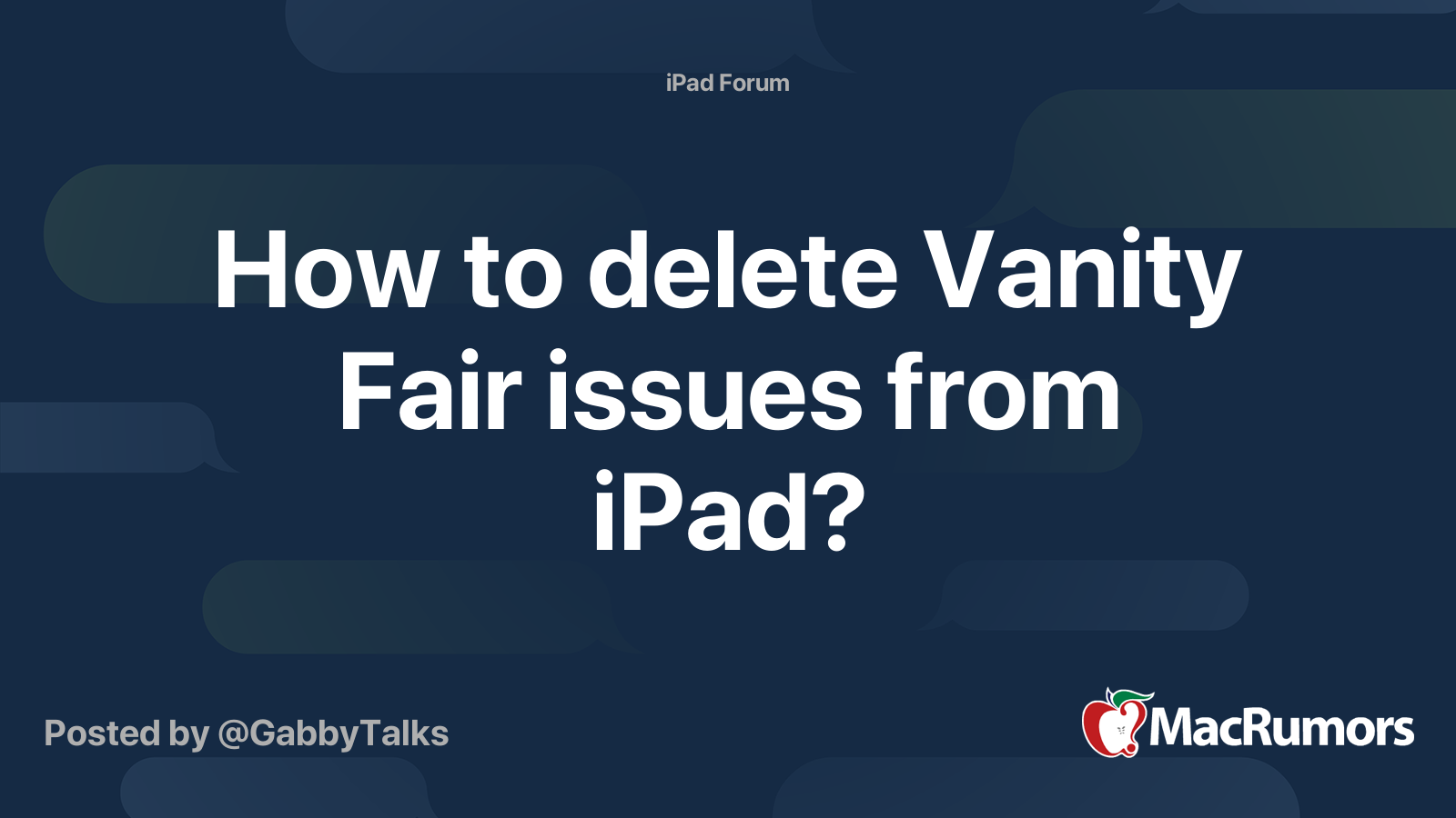 How to delete Vanity Fair issues from iPad? MacRumors Forums
