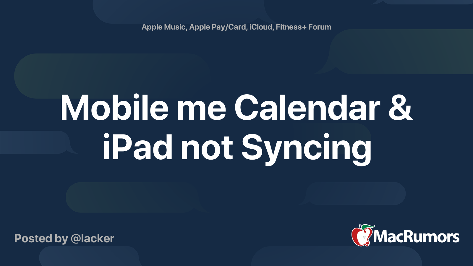 Mobile me Calendar & iPad not Syncing MacRumors Forums