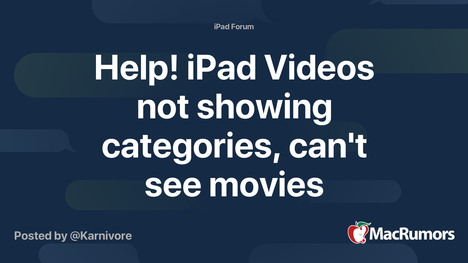 Help IPad Videos Not Showing Categories Can t See Movies MacRumors