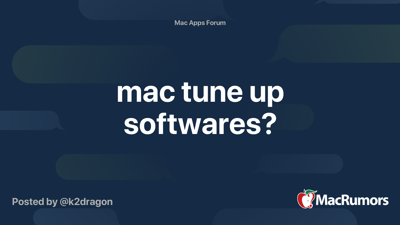 mac tune up softwares? MacRumors Forums