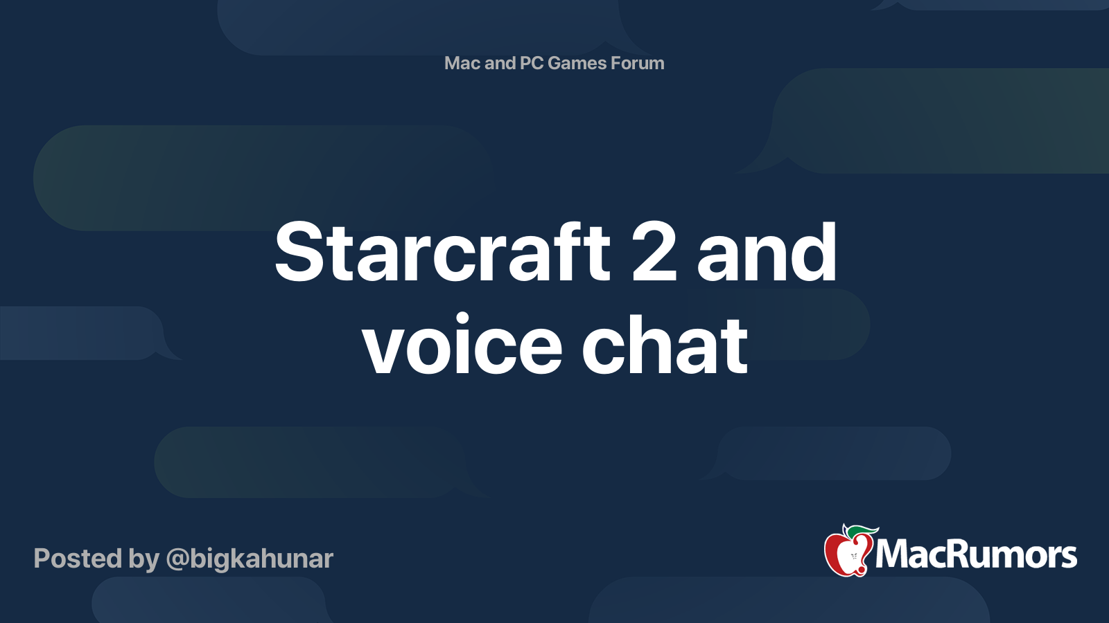 Starcraft 2 And Voice Chat Macrumors Forums