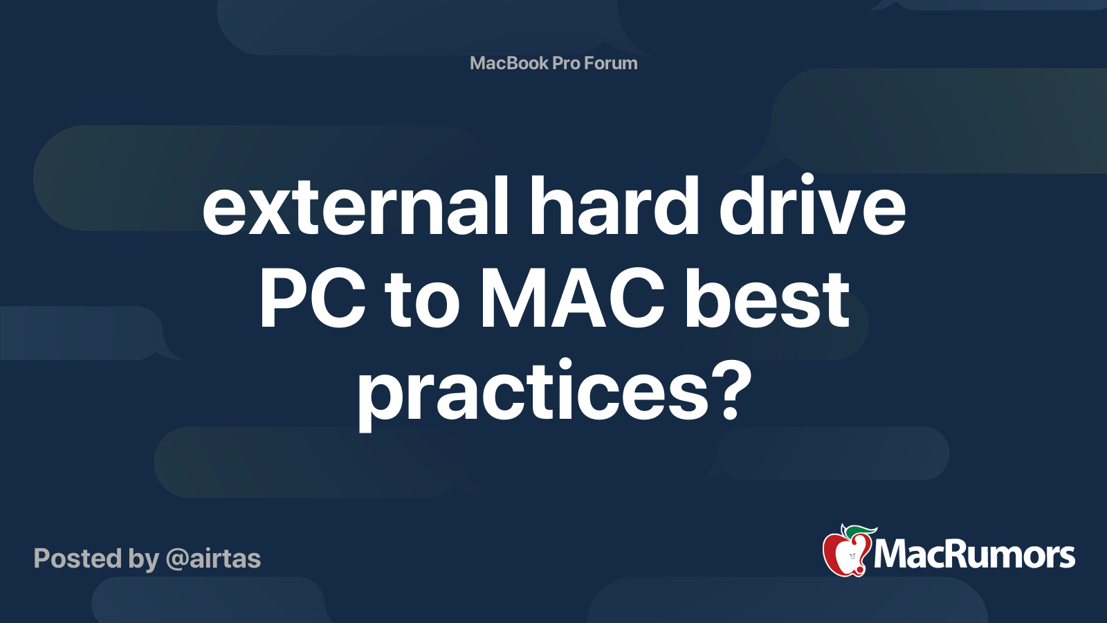 external hard drive PC to MAC best practices? MacRumors Forums