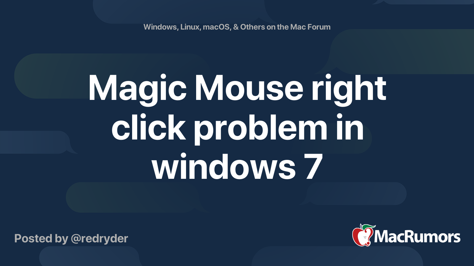Magic mouse right click problem in windows 7 macrumors forums