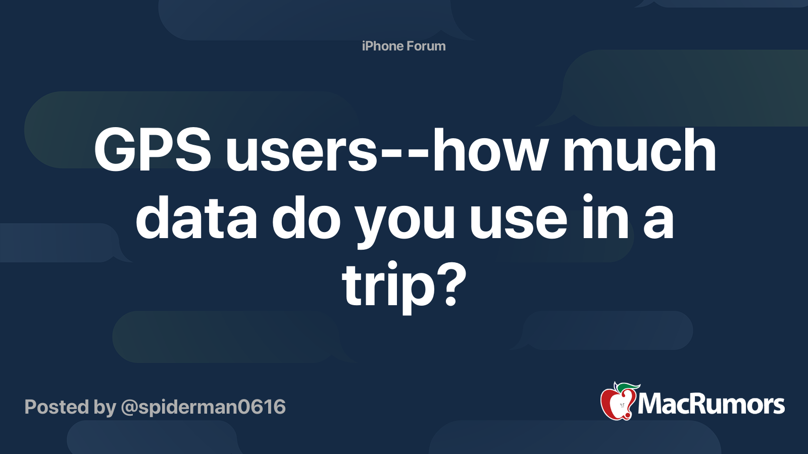 GPS usershow much data do you use in a trip? MacRumors Forums