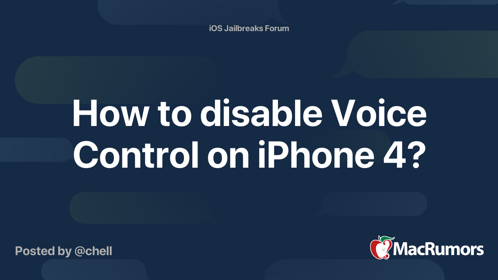 How to disable Voice Control on iPhone 4? MacRumors Forums
