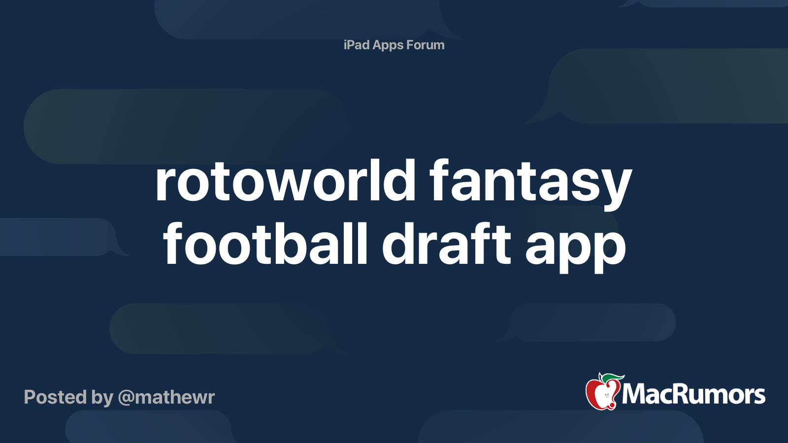 rotoworld fantasy football draft app MacRumors Forums