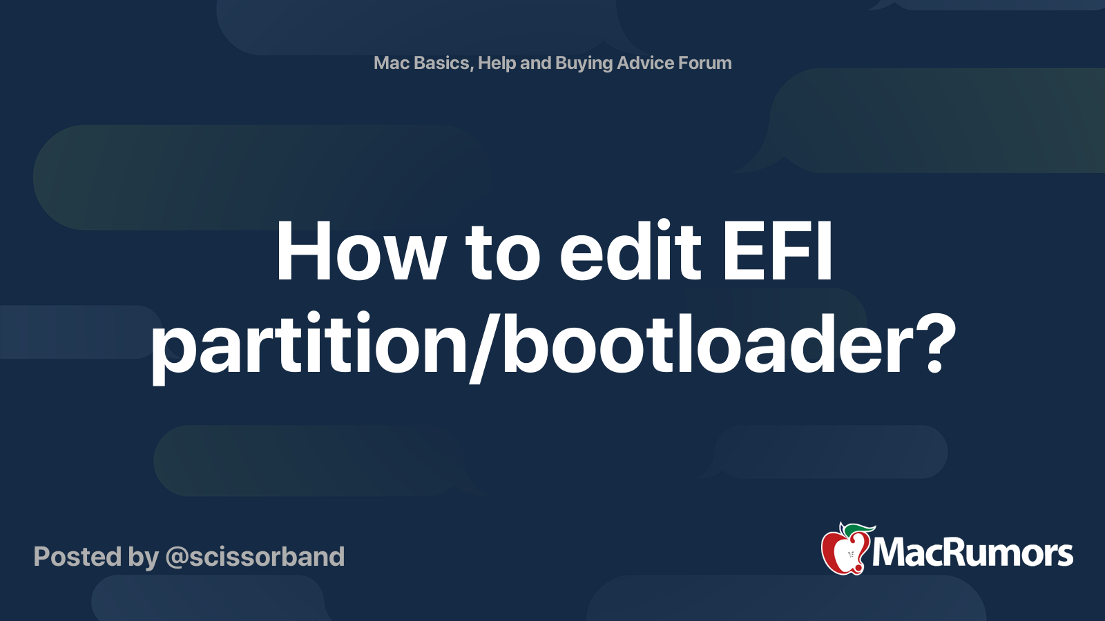 How to edit EFI partition/bootloader? MacRumors Forums