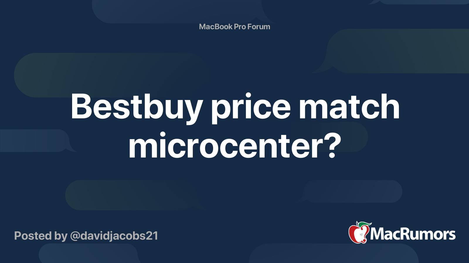 Bestbuy price match microcenter? MacRumors Forums
