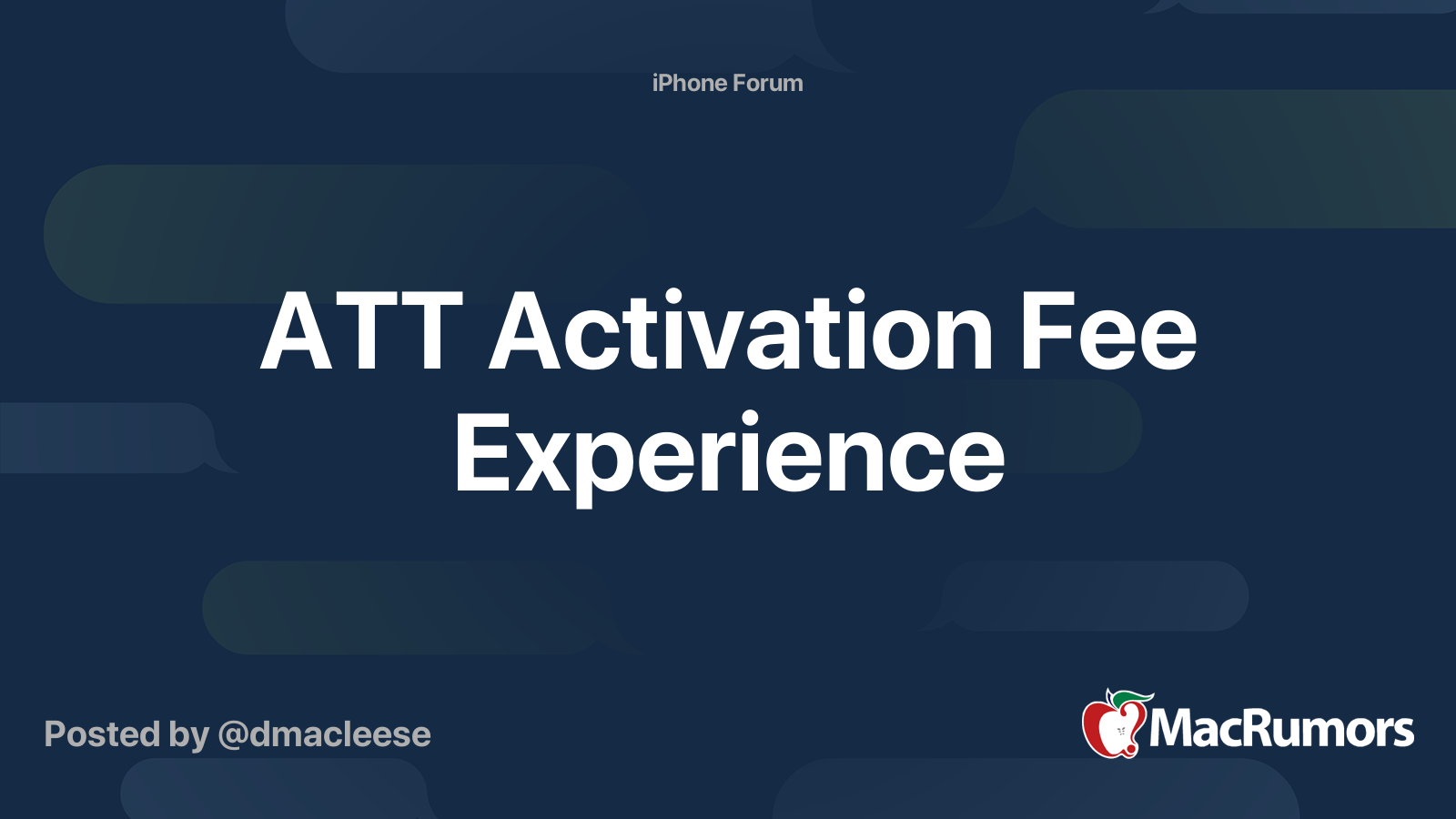 ATT Activation Fee Experience MacRumors Forums