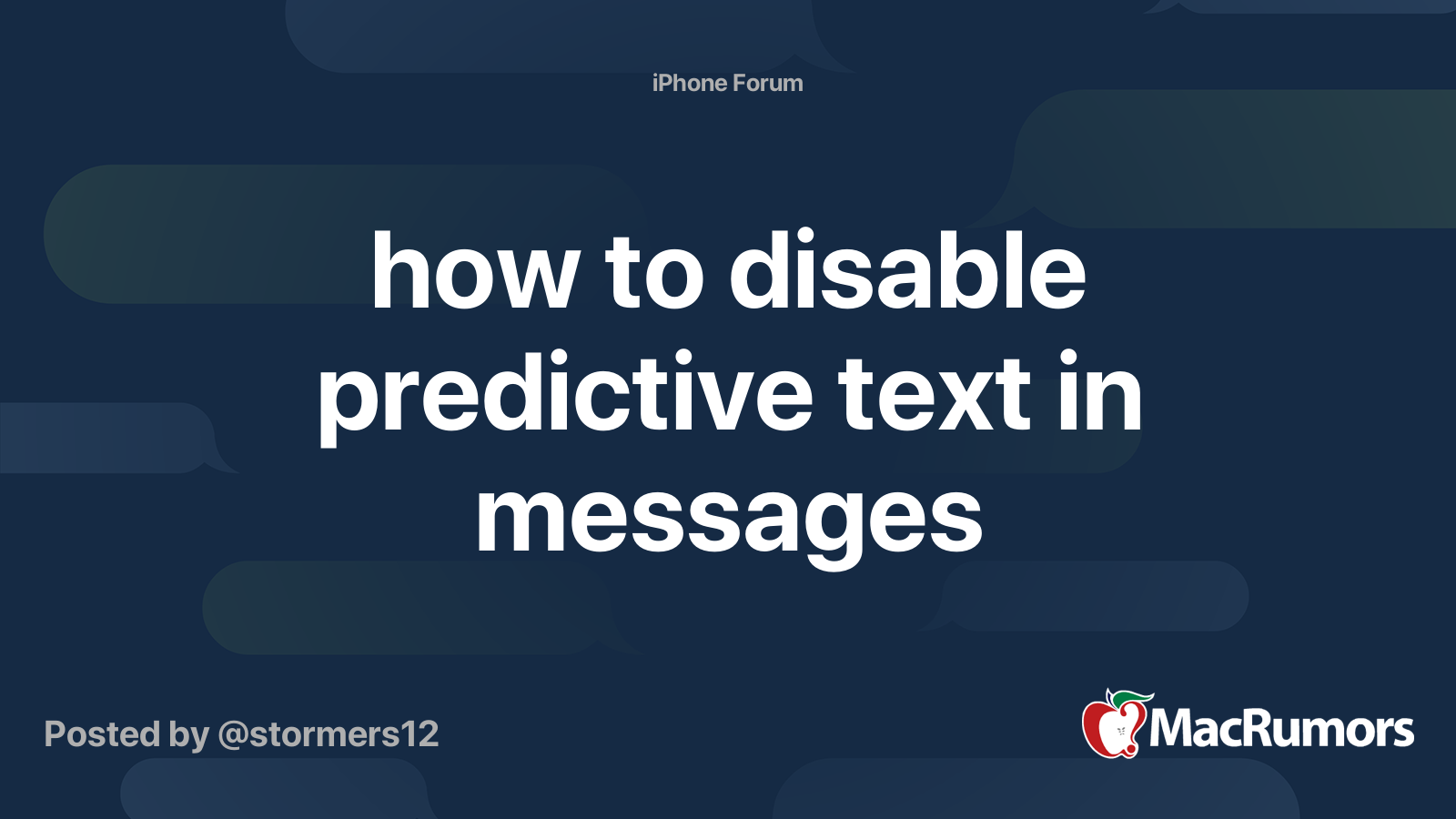 how-to-disable-predictive-text-in-messages-macrumors-forums