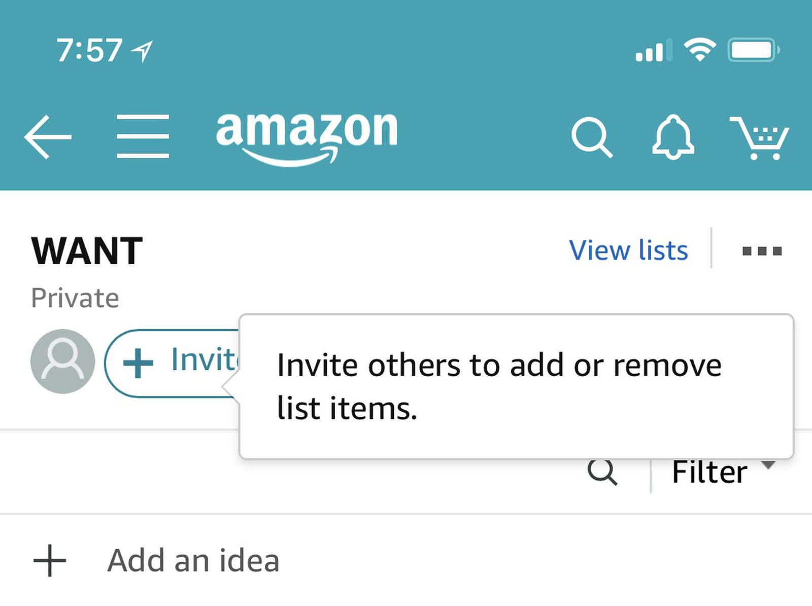 Amazon wishlist button ipad