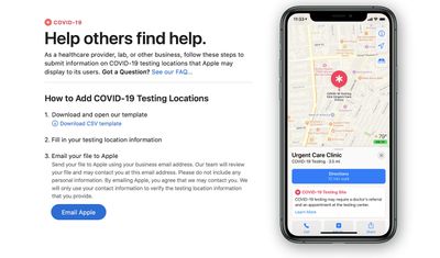 apple maps covid testing